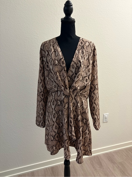 PrettyLittleThing Dresses & Skirts - Snake Print Mini Dress with Front Twist